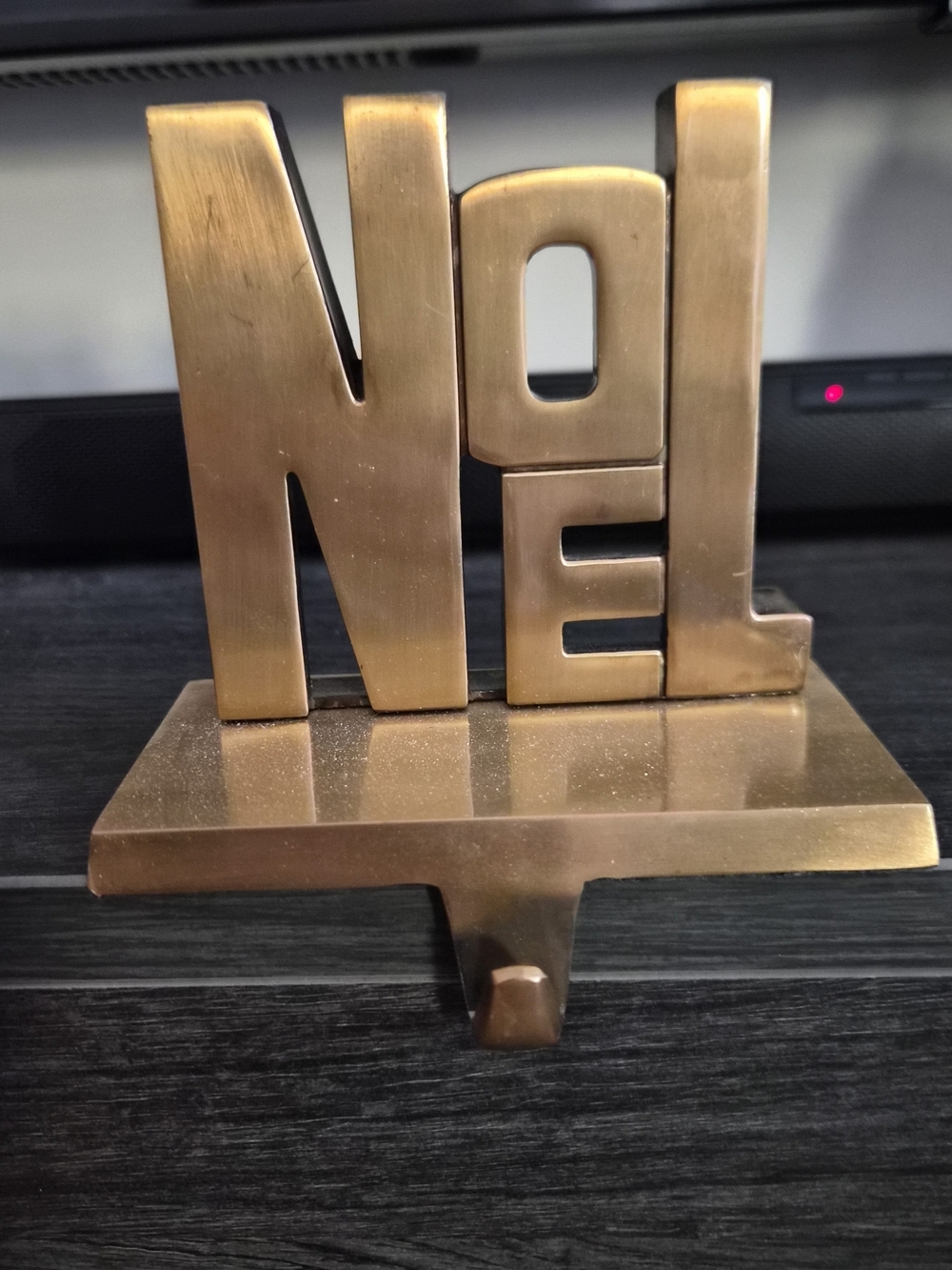 NOEL Brass Holiday Stocking Holder
